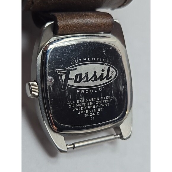 Fossil JR 8516 Pink Dial Date Womens Quartz Watch Brown Leather Cuff New Battery - Picture 11 of 11